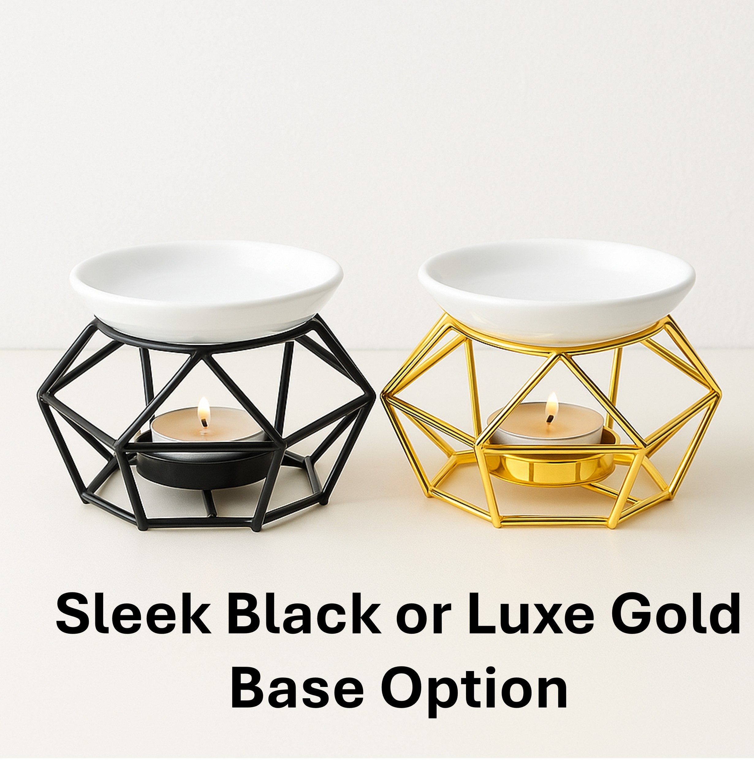 Essential Oil Burner Sleek Black or Luxe Gold Base Option